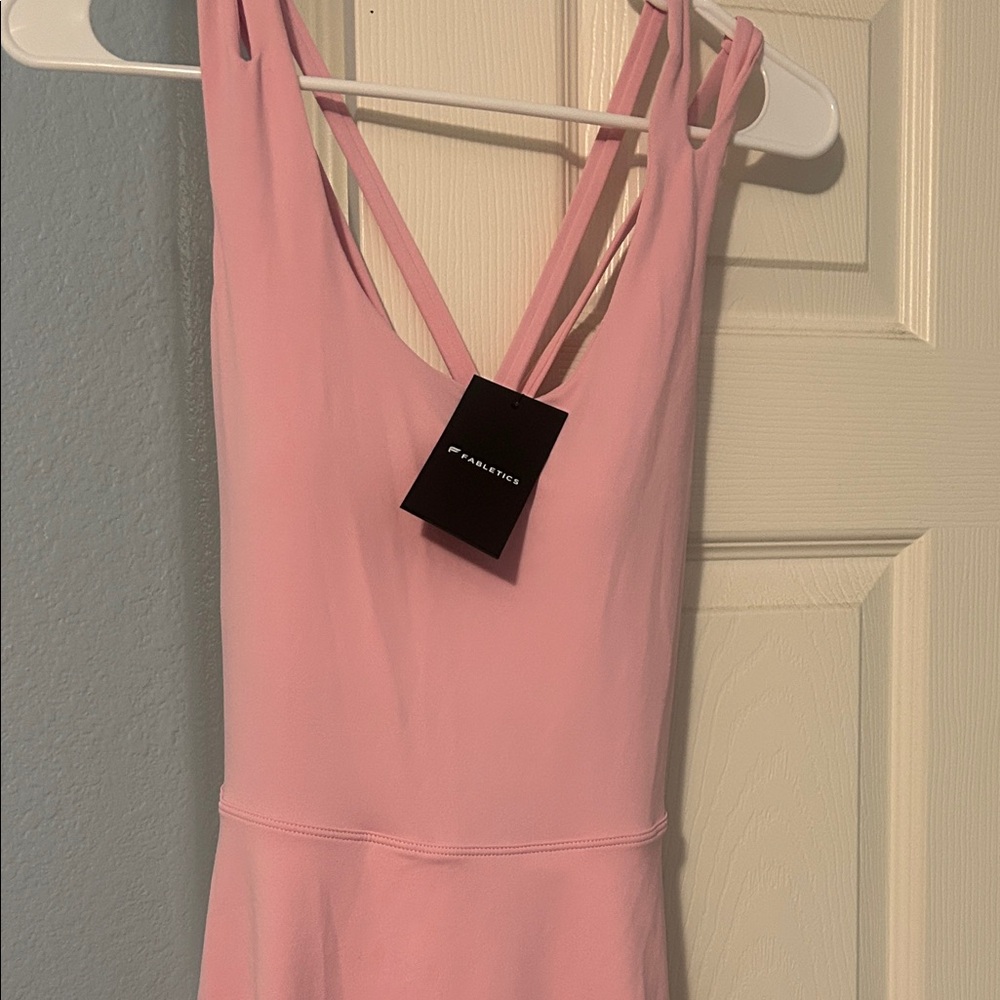 Fabletics Light Pink Strappy V-Neck Dress